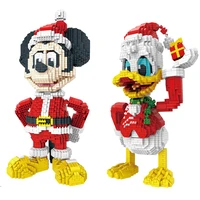 moc micro building blocks christmas donald duck mickey mouse figures diamond mini bricks toys for kids christmas gifts