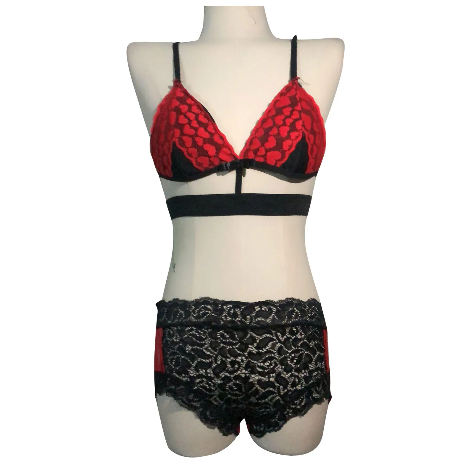 

Newest Sexy Lady Women Lace Lingerie Sets V-Neck Exquisite See Through Lace Bra Crop Top+High Waist G-string Briefs Underwear