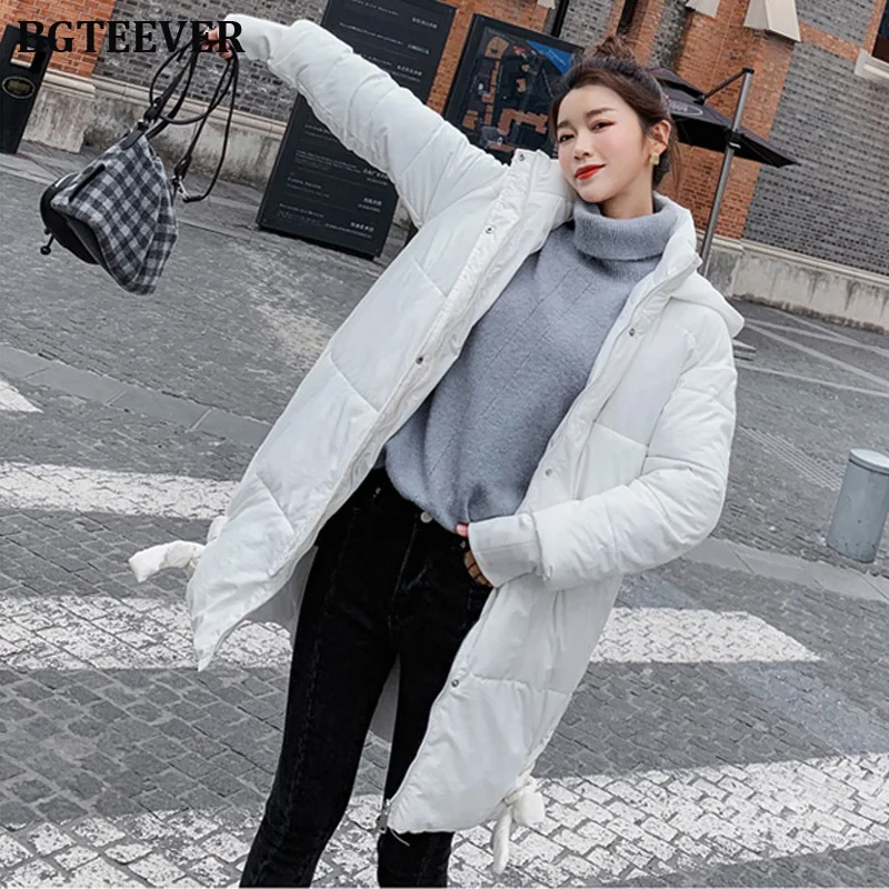 BGTEEVER модные длинные утепленные женские парки зимнее пальто куртка Femme свободные