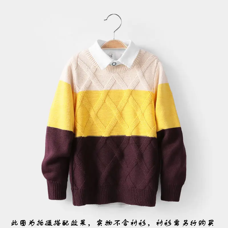 Лидер продаж свитеры для мальчиков вязаные разноцветный детский пуловер в