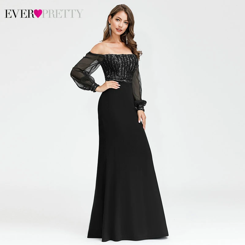 Женское вечернее платье с блестками Ever Pretty фатиновое открытыми плечами и длинным