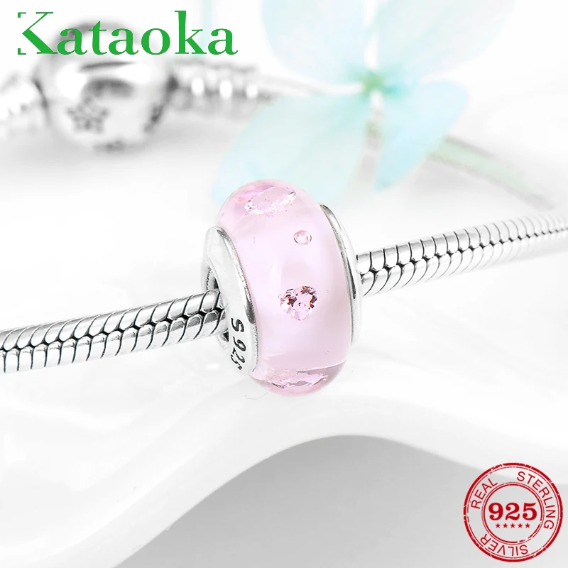 Бусины из серебра 100% пробы в виде сердца муранского стекла|Ювелирные шармы| |