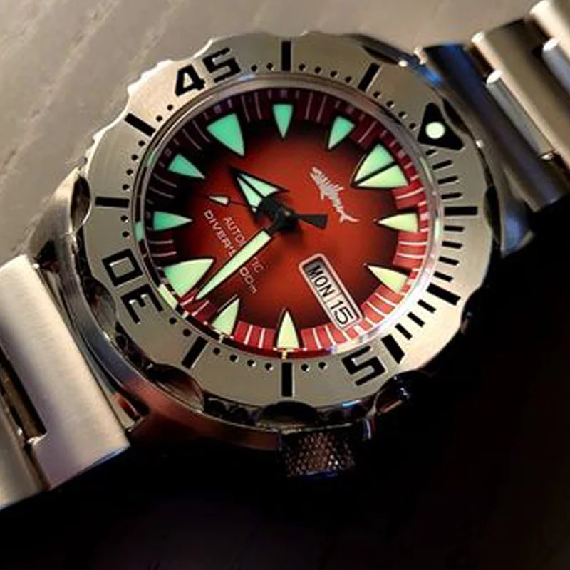 Мужские часы Heimdallr Monster Diver с синим циферблатом и сапфировым стеклом из