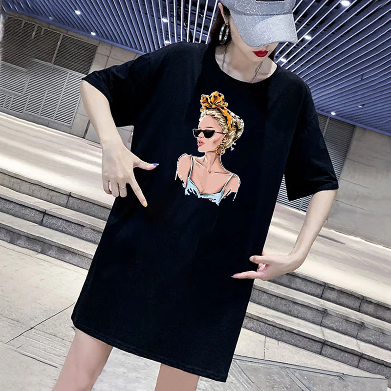 

Trendy Girl Dress Women Loose Summer T-Shirt Dresses Korean Short Sleeve Streetwear Casual Pullover Robes 2021