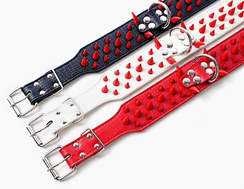 

Personality pet collar color red rivet metal nail yiwu pet supplies