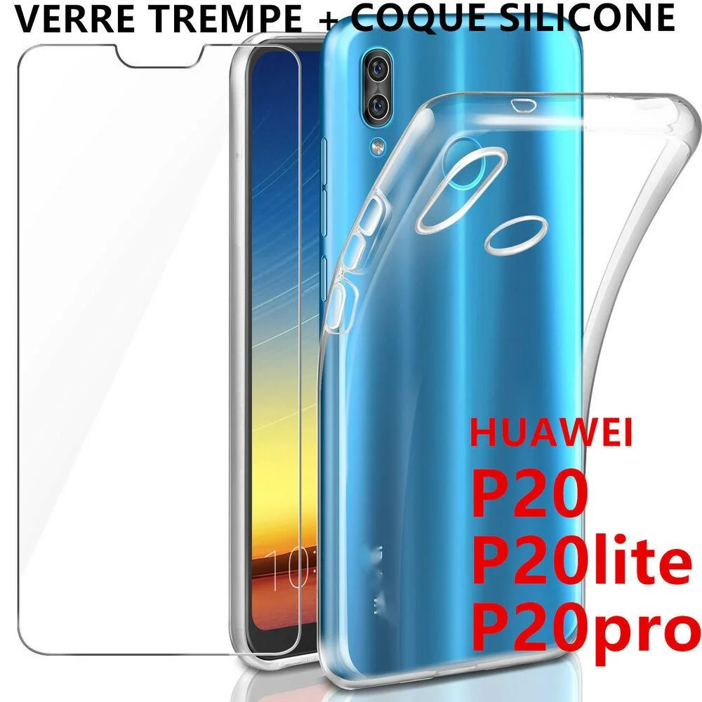 

Coque Housse + Film Protection Ecran Verre Trempe For Huawei P40 P30 Lite P20 Pro