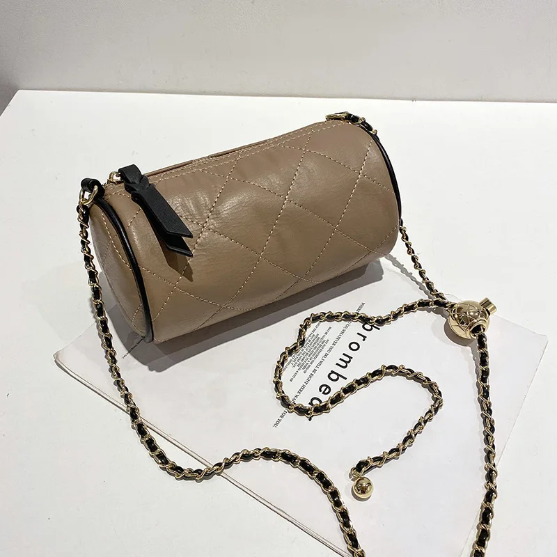 

Crossbody bag women's new bag mini bag cylindrical underarm bag rhombic chain bag students