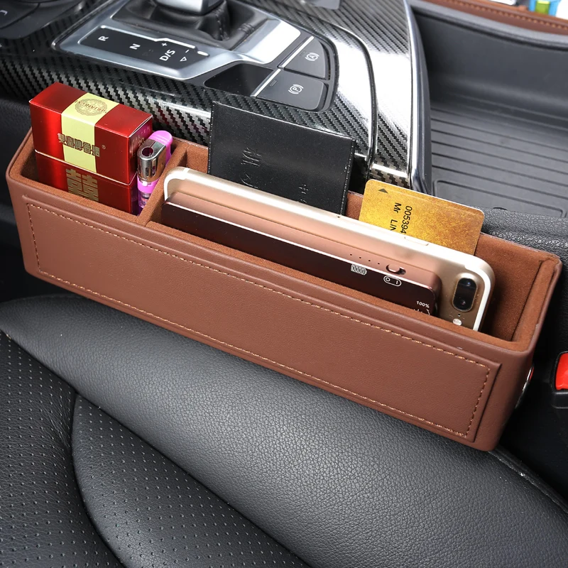 Car Front Seat Crevice Storage Box Seat Gap Slit Pocket Catcher Organizer Universal Car Seat Organizer Card Phone Holder Pocket