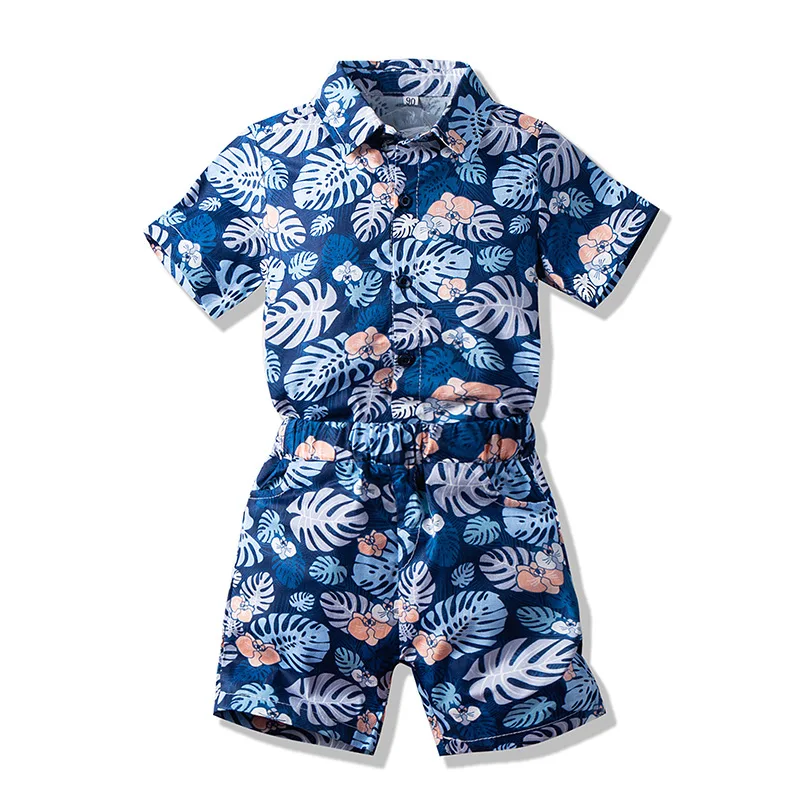 

Boys' Summer Suit 2021 New Short-sleeved Cross-border Korean Children's Wear Beach Pants Two-piece Fashion Trend