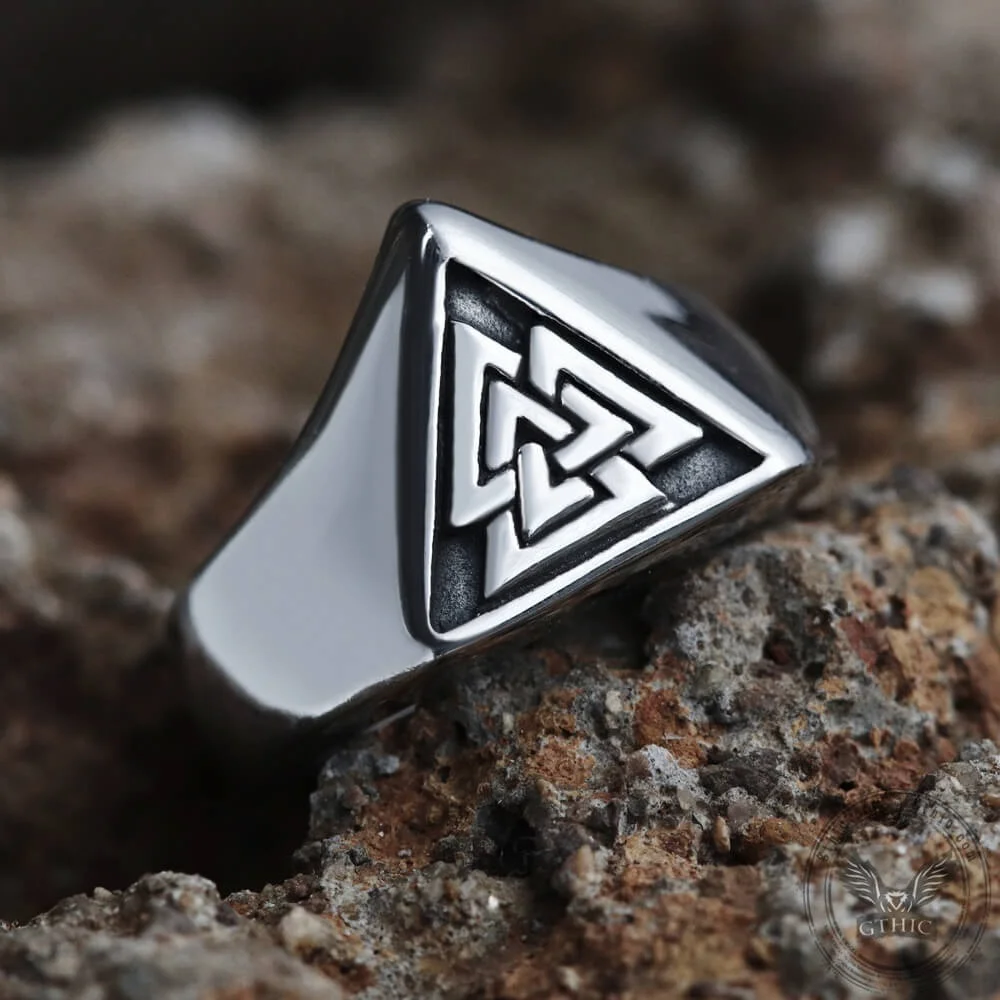 VILAGE мужские Viking Нержавеющая сталь Valknut Треугольники символ кольцо нордические