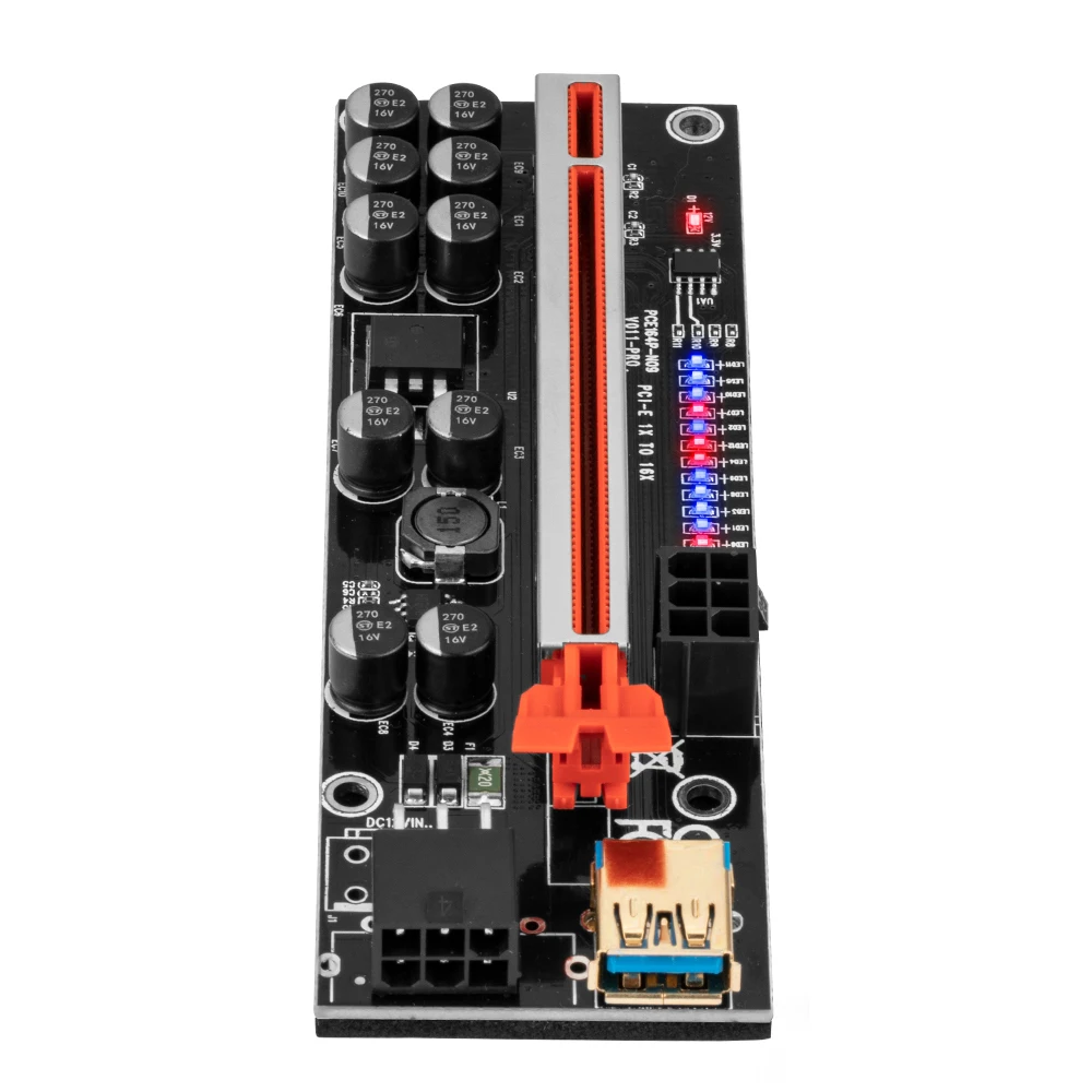 Riser 011 PCIE PCI E Express PCI-E 16x GPU видеокарта Dual 6Pin графическая карта для майнинга