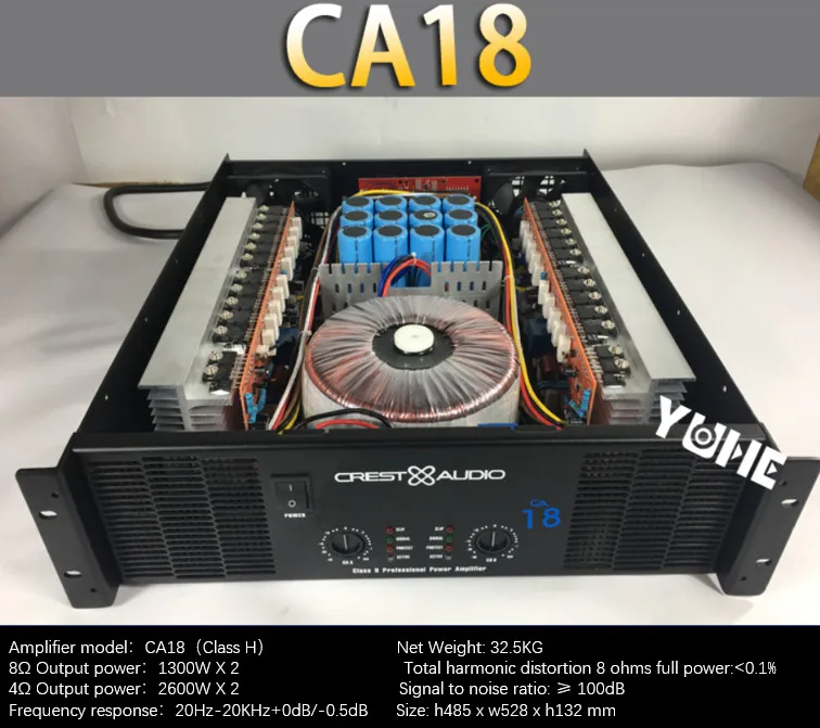 Профессиональный усилитель мощности CA18 чистой 2 канала (3U) KTV/Stage/Home развлечения KTV
