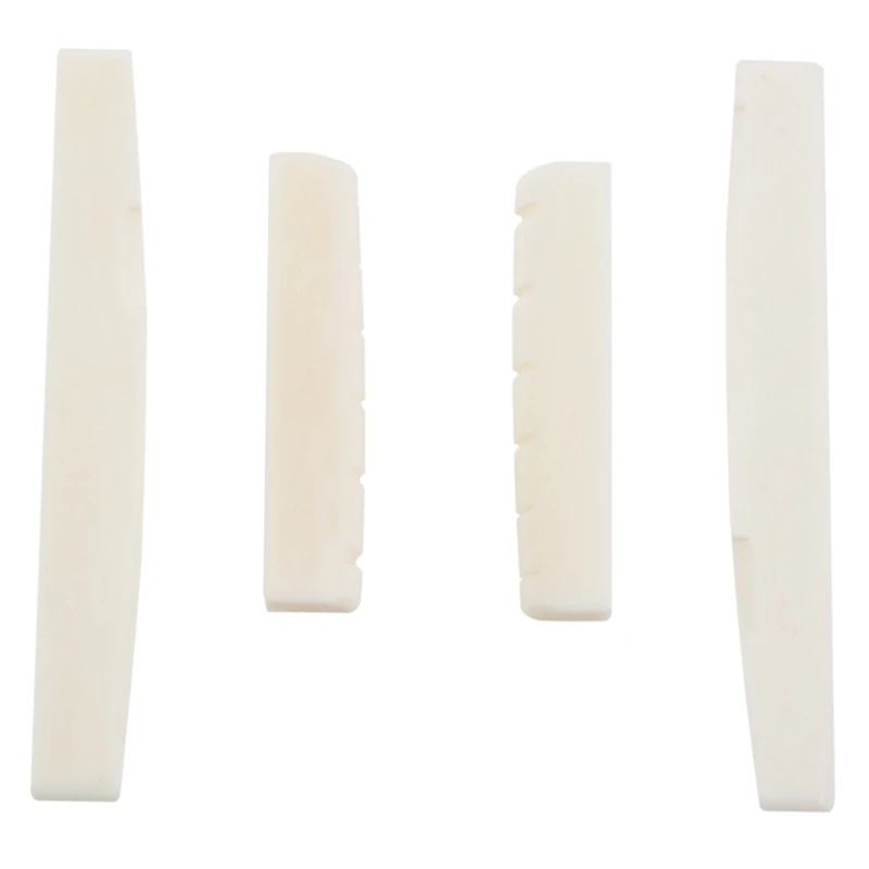 

2 Sets of 4pcs 6 String Acoustic Guitar Bone Bridge Saddle and Nut Made of Real Bone