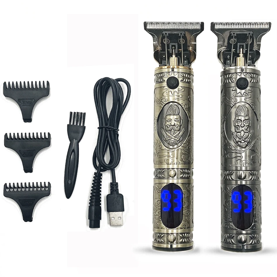 

Профессиональный цифровой триммер для волос T9 с ЖК-дисплеем, перезаряжаемая электрическая машинка для стрижки волос, Мужская Беспроводная ...