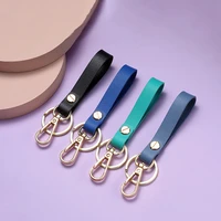 new colorful leather keychain pocket waist hanging buckle key ring women purse bag accessories jewelry decor keychain gift