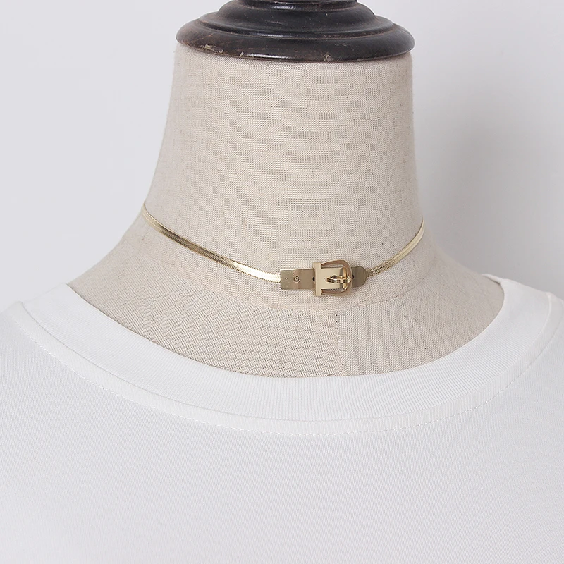 Классическое шикарное ожерелье женское простое из титановой стали цепочка для