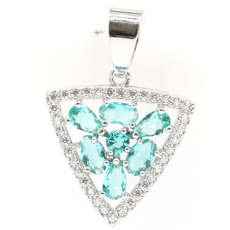 

28x14mm Delicate Fine Created Blue Aquamarine Zircon For Woman's Dating Silver Pendant Drop Shipping
