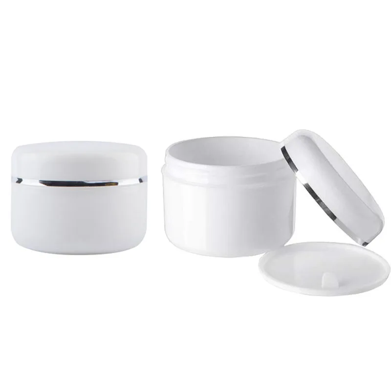 

50pcs White Plastic Cosmetic Jars 20g 30g 50g 100g 150g 250g Refillable Make-up Containers Pot Case for Creams Lip Blam Lotion