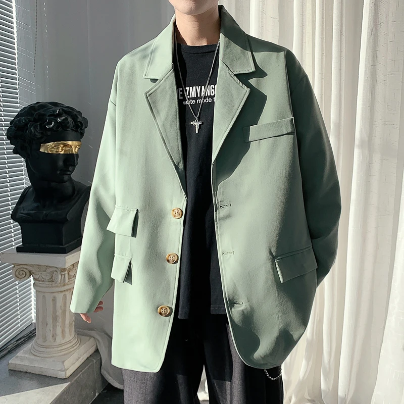 

2021 New Winter Jacket Men Casual Autumn Korean Style Blazer Men Thin Loose Printed Fashion Casual Men Slim Fit Suit Jackets