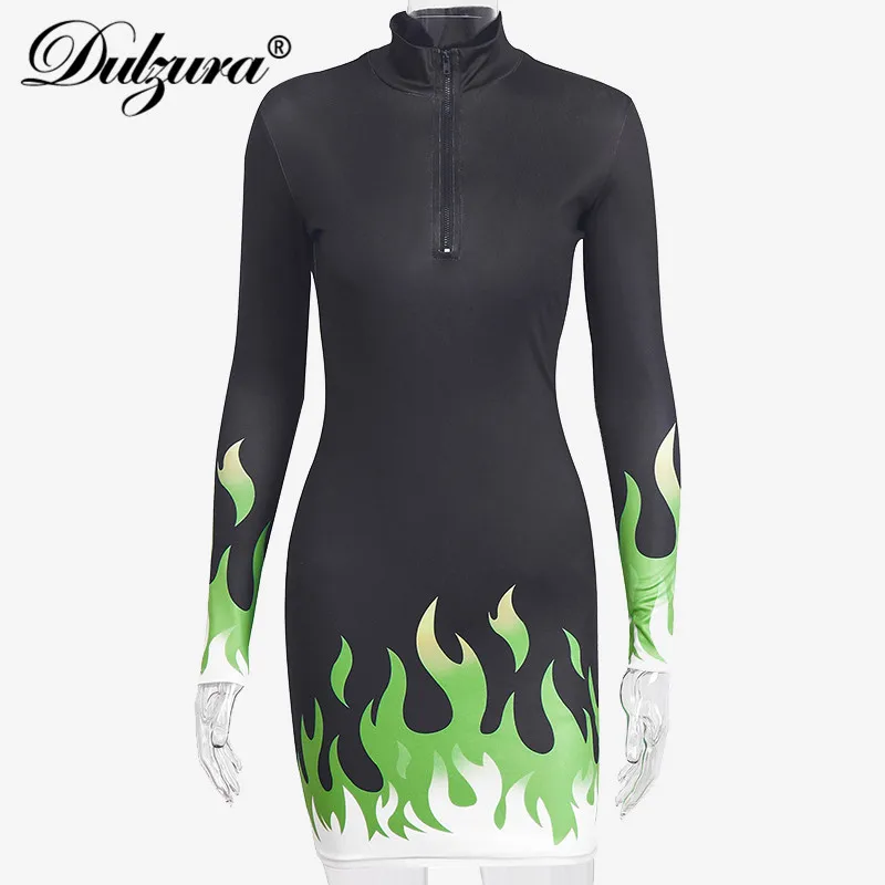 Женское мини платье Dulzura вечернее облегающее неоновое с длинным рукавом и