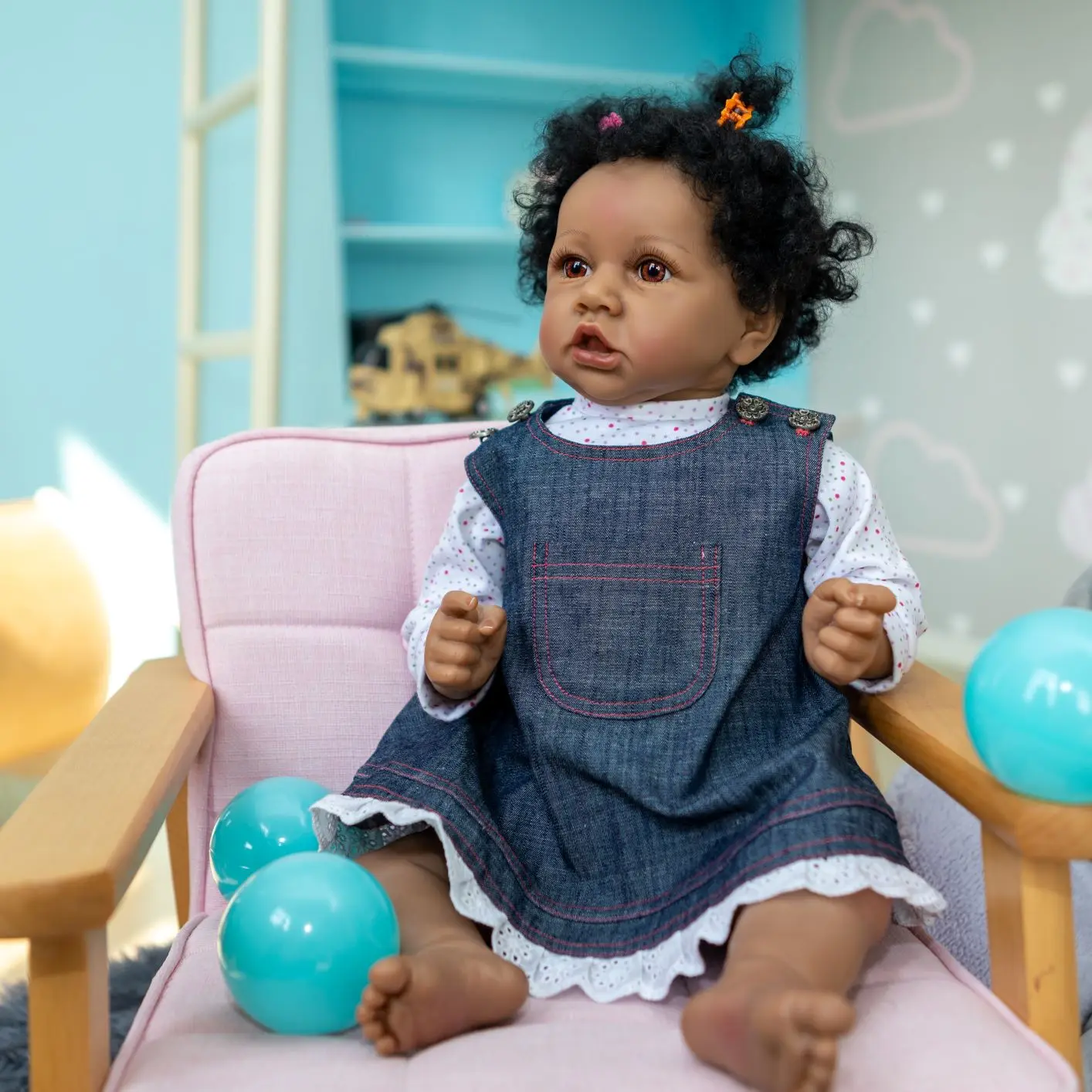 

American Reborn Black Doll Handmade Silicone Vinyl Baby Soft Lifelike Newborn Baby Doll Toy Girl Christmas Gift