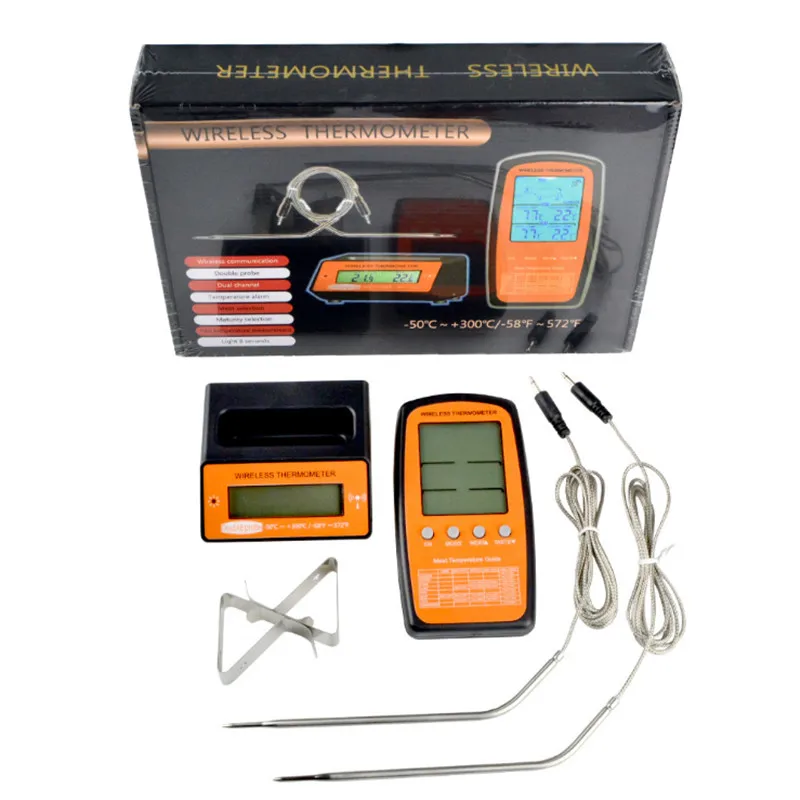 Беспроводной удаленный термометр для барбекю двойной зонд цифровой