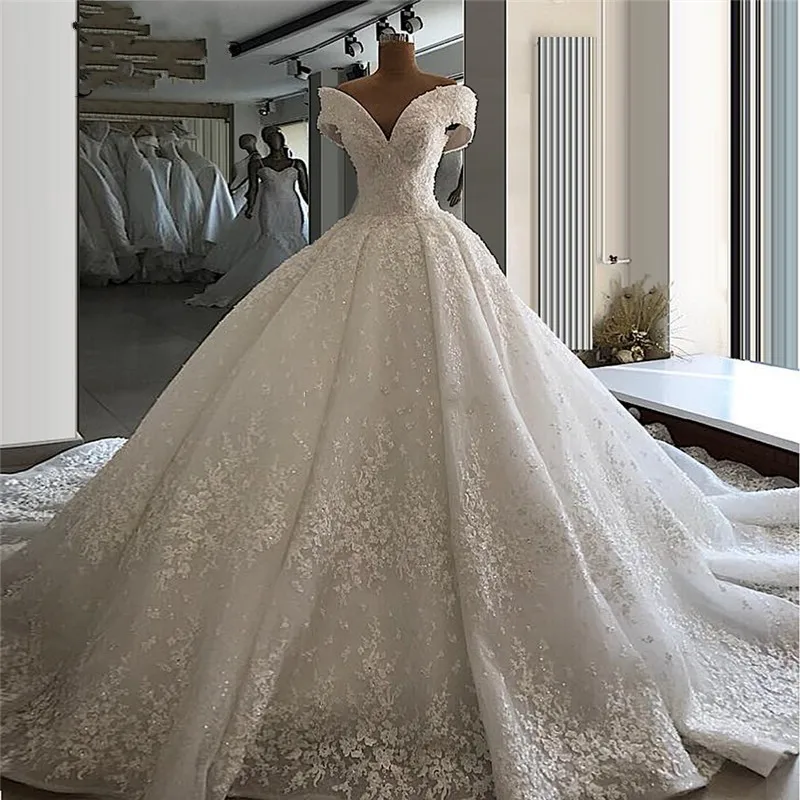 

Saudi Arabia Muslim Wedding Dresses Vestido De Mariage 2021 Couture Luxury Handmade Applique Pearls Bridal Gowns Long