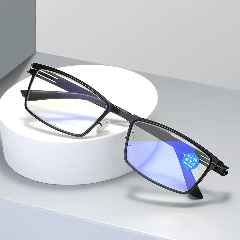

Elbru Anti-blue Light Reading Glasses Black Comfortable Ultra Light Frame Business Affairs Presbyopic Glasses +1.0 +1.5 to 4.0