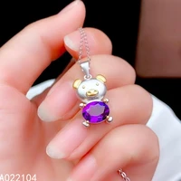 kjjeaxcmy fine jewelry 925 sterling silver inlaid amethyst womens trendy fashion pig oval gem pendant necklace support detectio