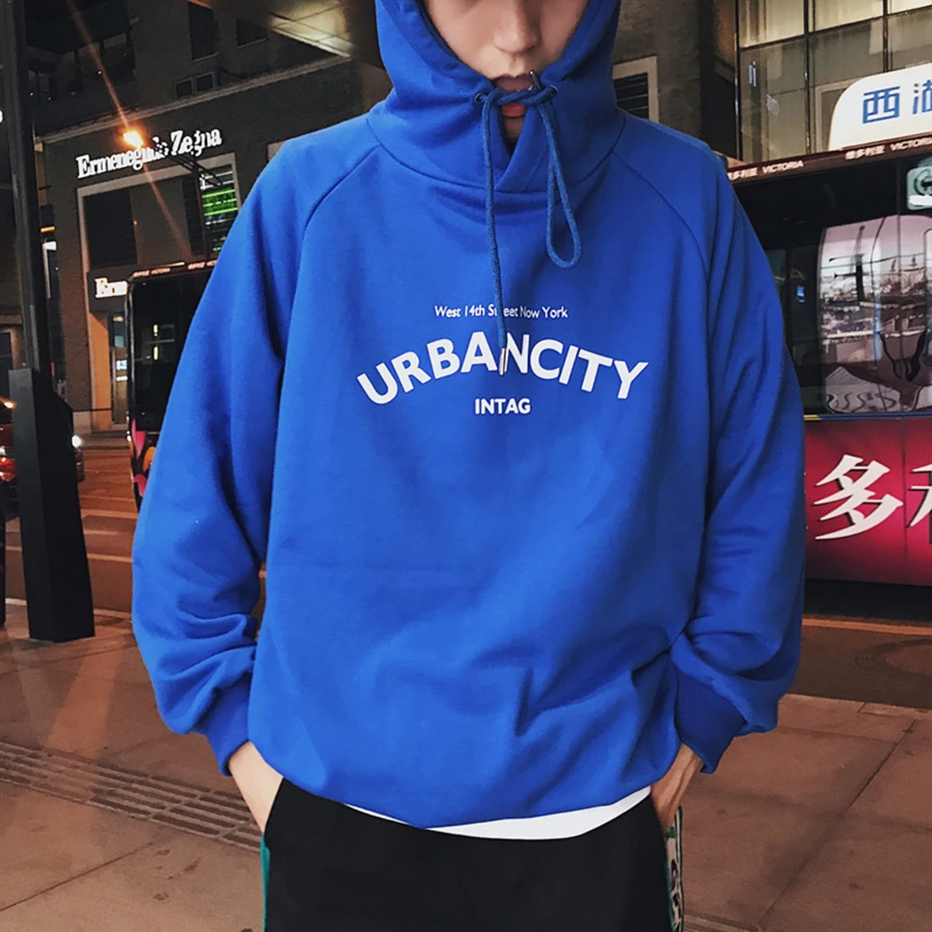 Мужские новые модные дизайнерские одноцветные кофты с капюшоном 2019 буквенным