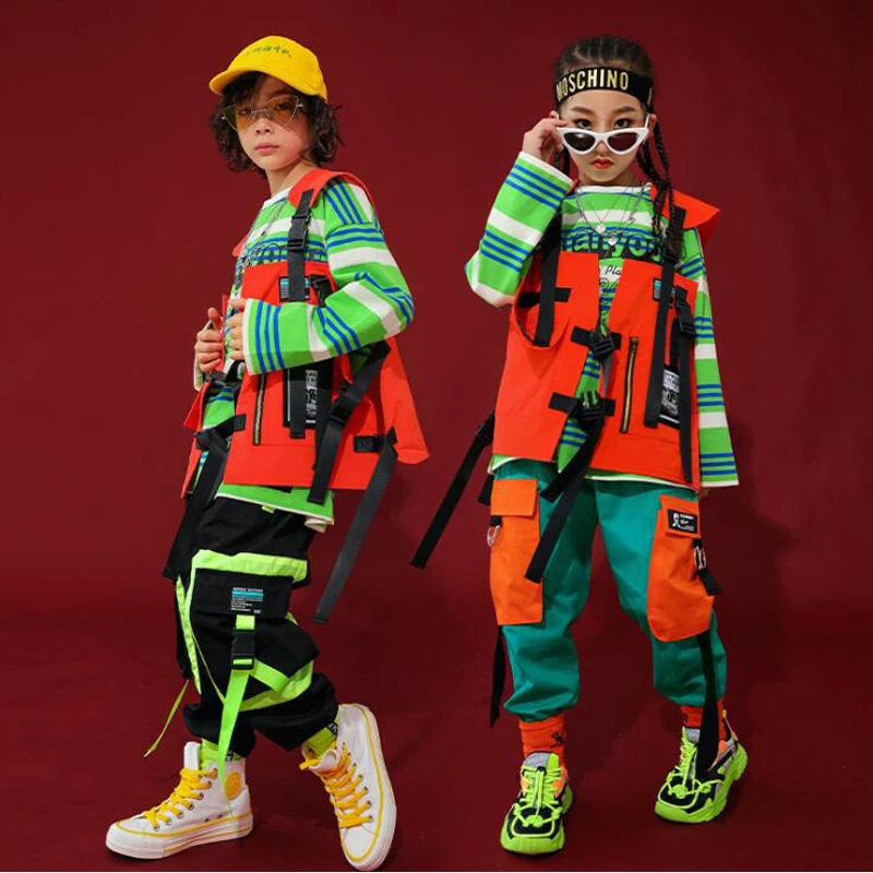 Детские костюмы для джазовых танцев в стиле хип хоп Одежда мальчиков и девочек