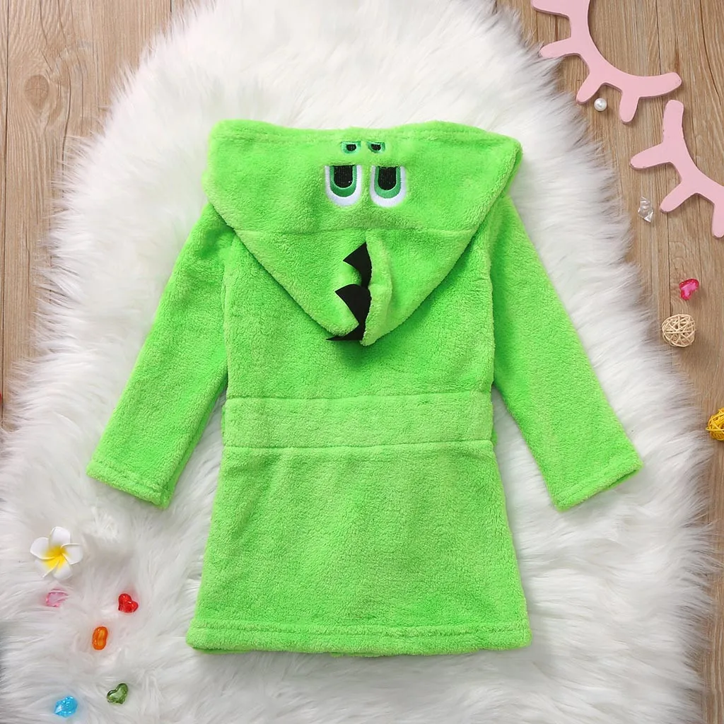 Зимние милые теплые банные халаты для новорожденных мальчиков и девочек с