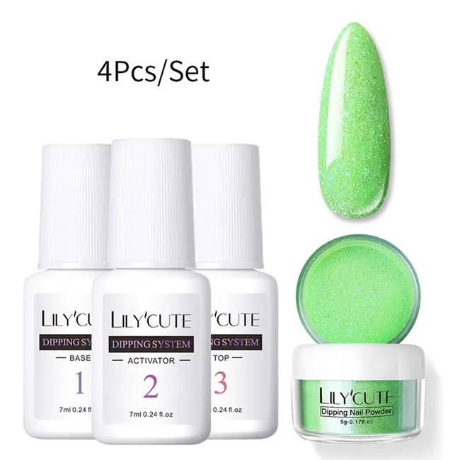 4Pcs Set 01 LILYCUTE комплект погружения ногтей Блеск порошок комплект Градиент Французский ногтей косметическая пудра Kit Красочные голографические натуральный сухой пигмент 2/3/4/8 шт - Цвет: 4Pcs Set 01