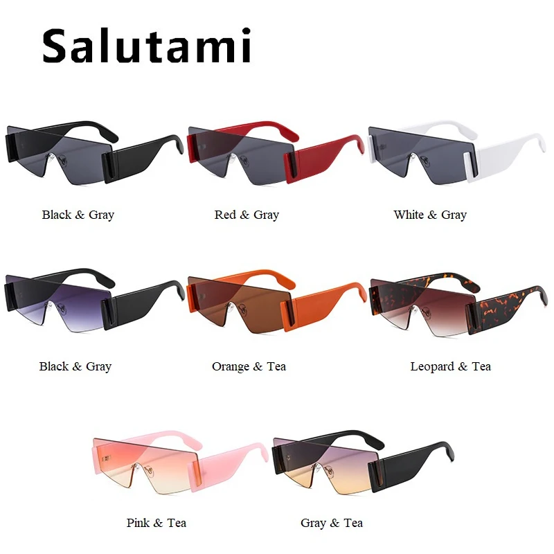 

2021 New Fashion Luxury Brand Rimless One Piece Sunglasses For Women Vintage Red Black Gradient Sun Glasses Men Unique Eyewear