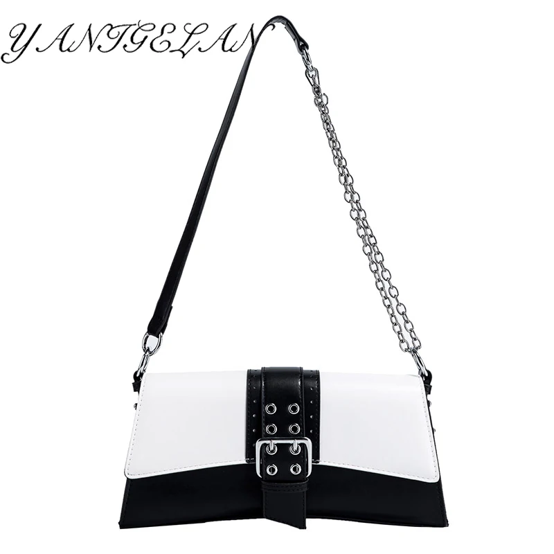 

New Design Flap Women Shoulder Bag Vintage Buckle PU Leather Female Baguette Armpit Bags Luxury Handbags High Quality sac main