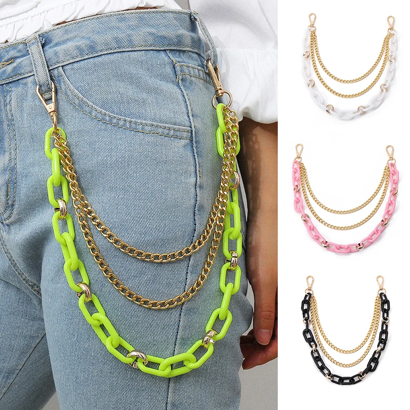 Модные 3 Слои для мужчин ювелирные изделия Жан цепочка ключей бумажник талии панк