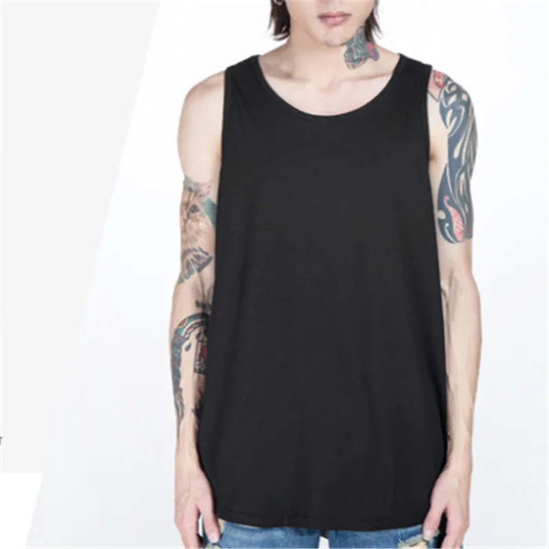 

Fashion Solid O-neck Tank Top Men Fitness Clothing Cotton Sleeveless Mens Tops 113#