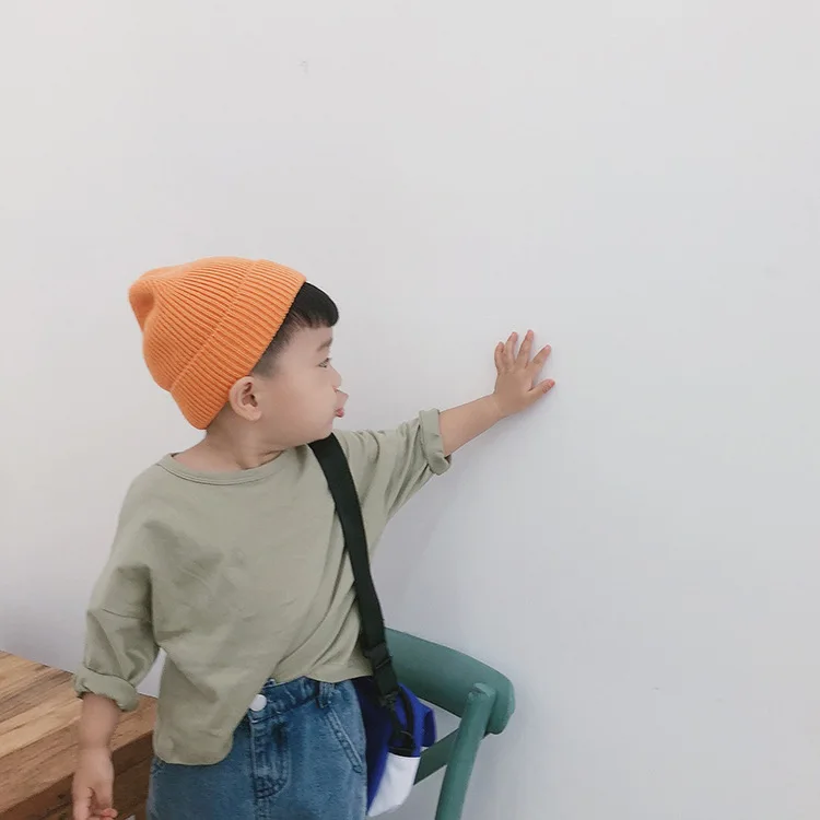 Весенне осенние детские однотонные базовые футболки с длинными рукавами