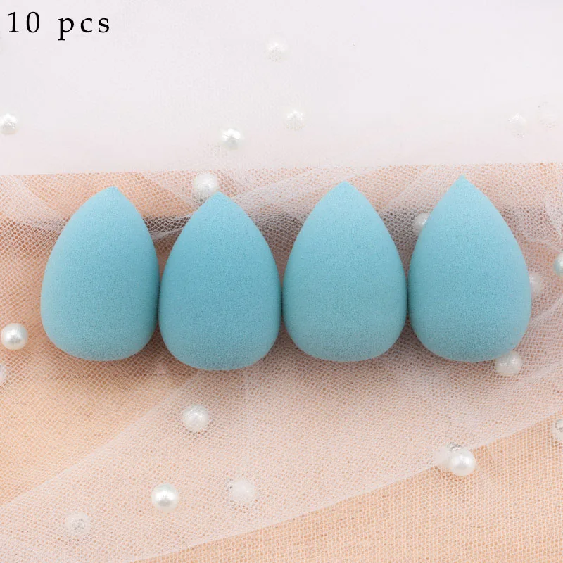 Blue 10pcs Мини-спонж для макияжа в форме капли воды, мягкая основа для макияжа, спонж для консилера, безупречный смешанный косметический спонж для макияжа - Цвет: Blue 10pcs