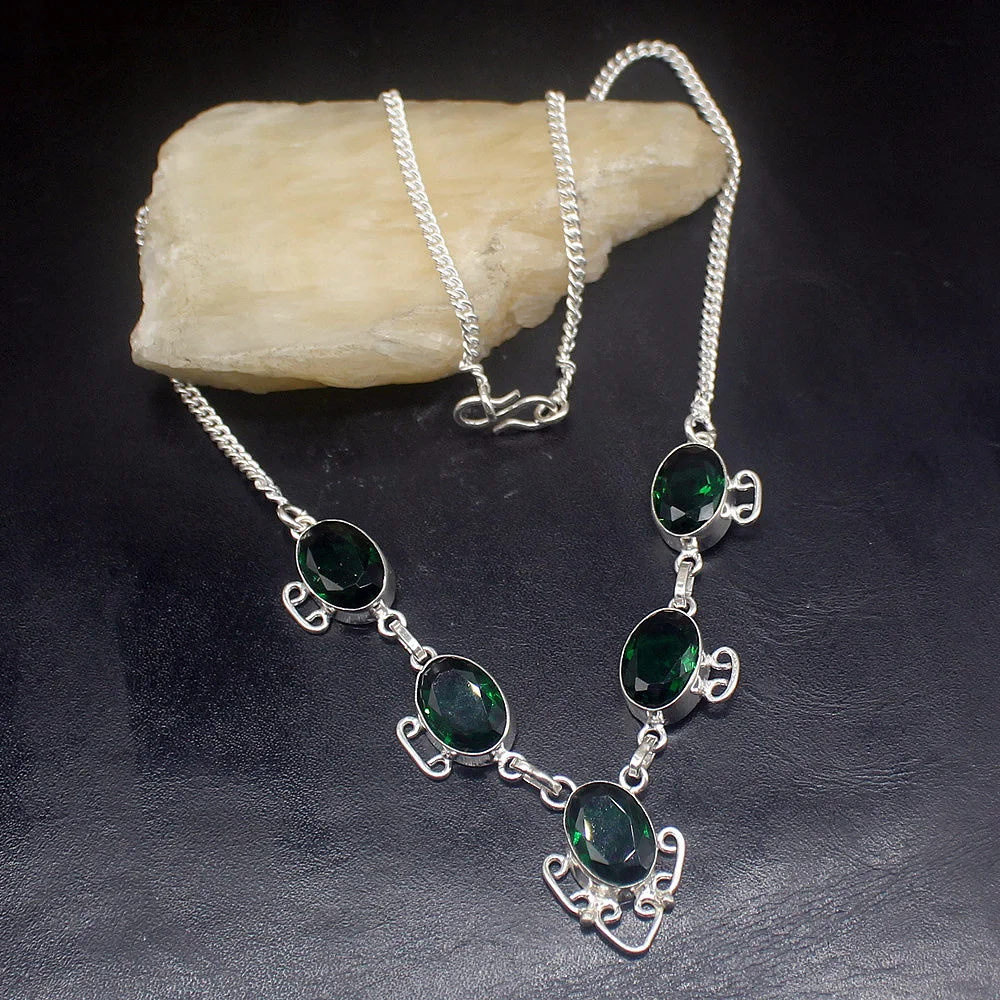Hermosa ювелирные изделия Природный удивительный GreenTopaz серебряный цвет женские подарки кулон ожерелье цепь 43 см 20213381