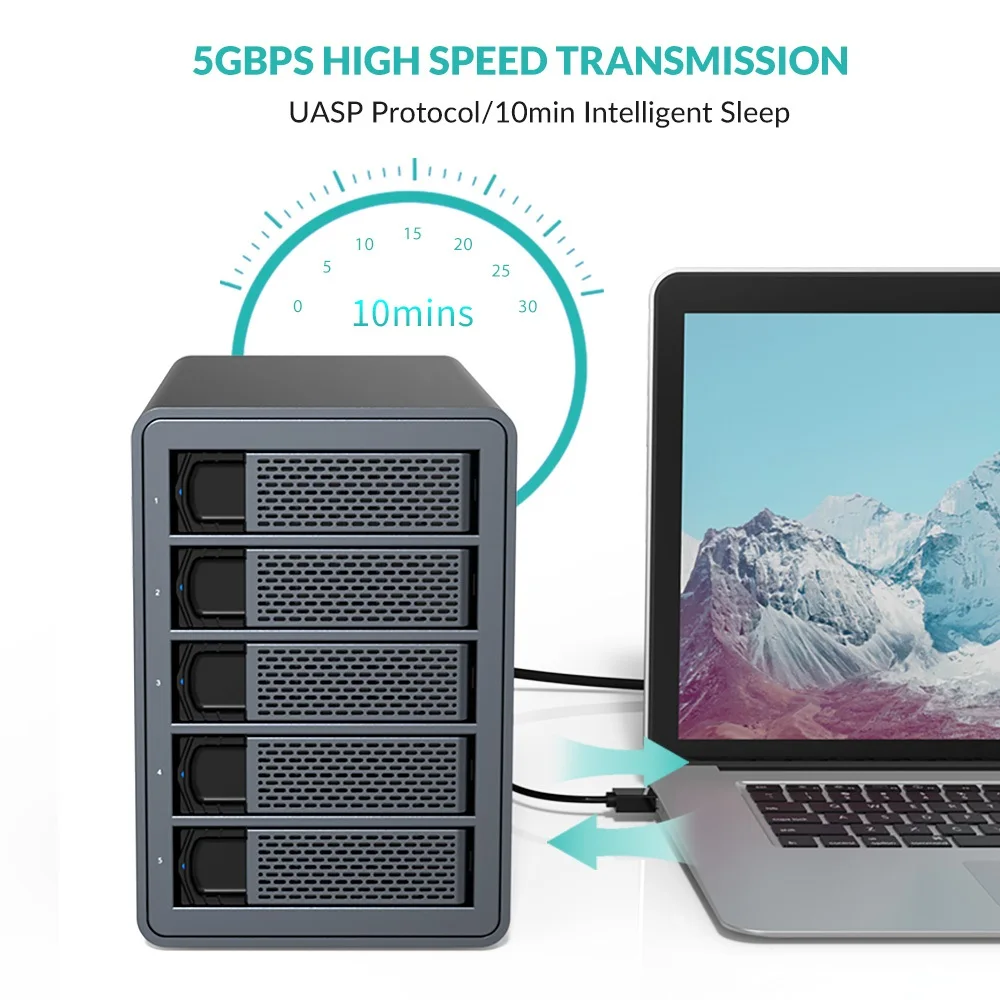 Чехол для внешнего жесткого диска Yottamas FS5U3 5 Bay 2 дюйма/3 дюйма USB3.0 на SATA3.0 |