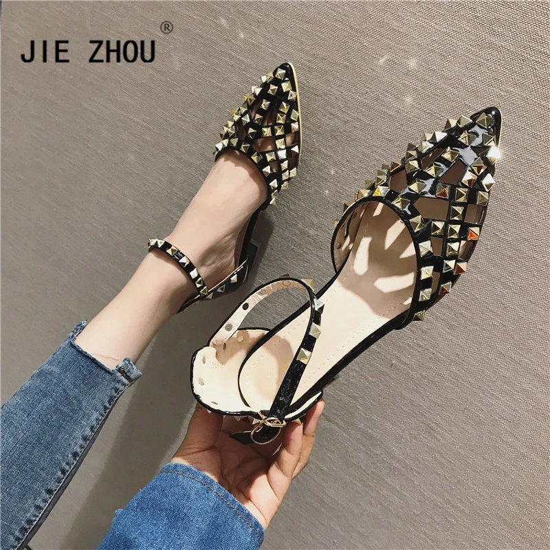 Туфли женские с заклепками роскошные брендовые элегантные заостренный носок