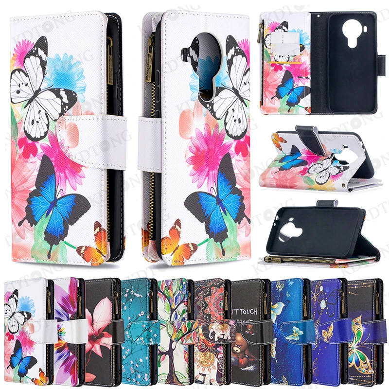 

Painted Cute Leather Case For Nokia G20 5.4 5.3 3.4 2.4 1.4 1.3 C1 Plus with Lanyard Card Slot Invisible Bracket Phone Case