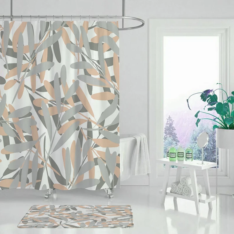 Набор штор для душа цветочный сад лист зеленый тропический завод занавеска