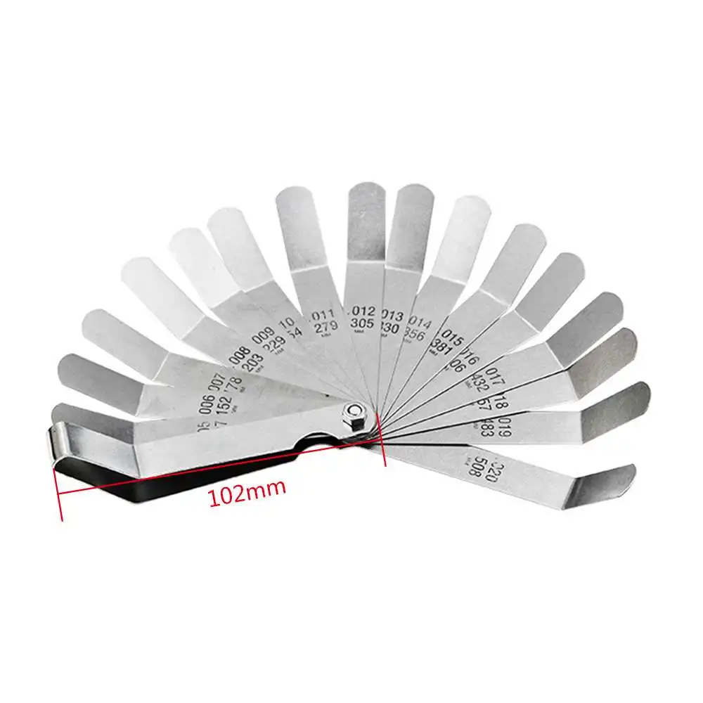 

16 Blades Feeler Gauge Metric Gap Filler 0.127-0.508mm Valve Gage Measurment