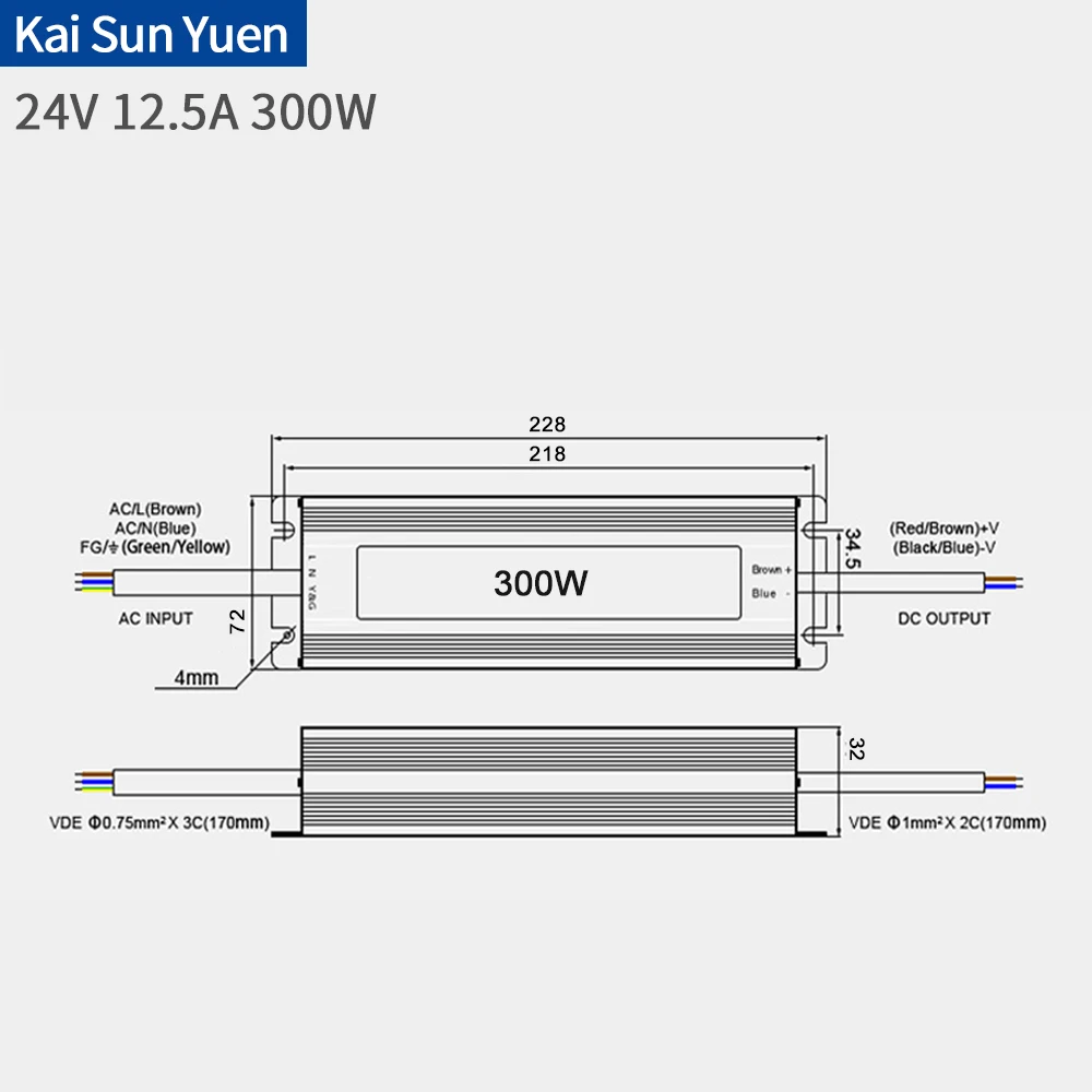 Светодиодный Водонепроницаемый инженерно AC220V для DC24V12.5A300W лампы Газа охранного