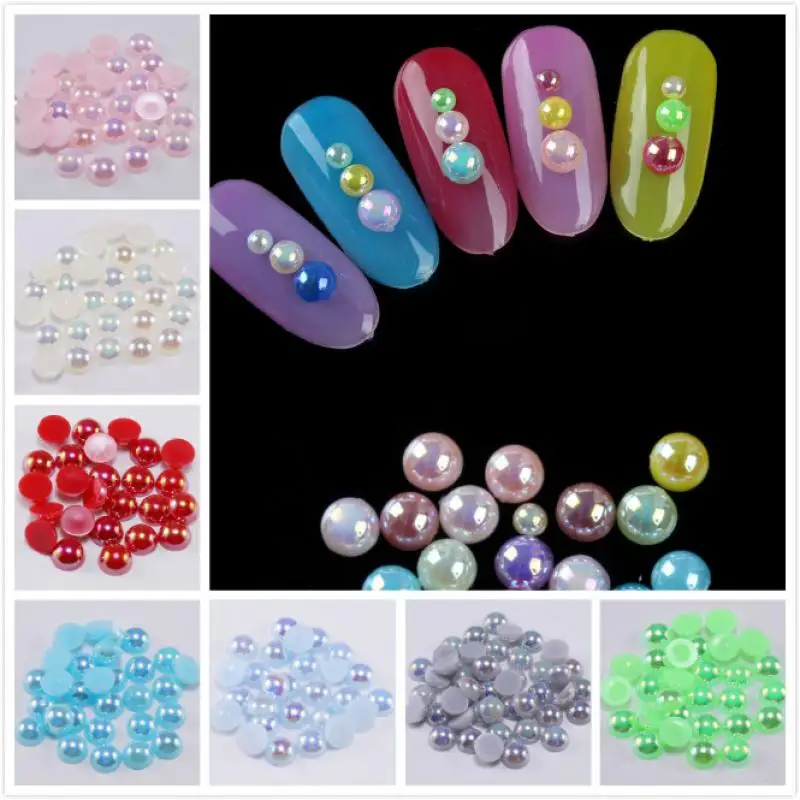 

2/ 3/4/5/6/8/10/12/14mm ABS Half Round Imitation Pearls Craft Half Round Flatback Beads Nail DIY Decoration