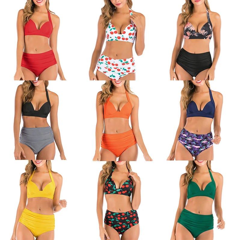 New 2020 Plus Size High Waist Women Bikini Sets Push Up Swimsuit Large Swimwear 3XL Swim Bathing Suit Sea Clothes | Женская одежда