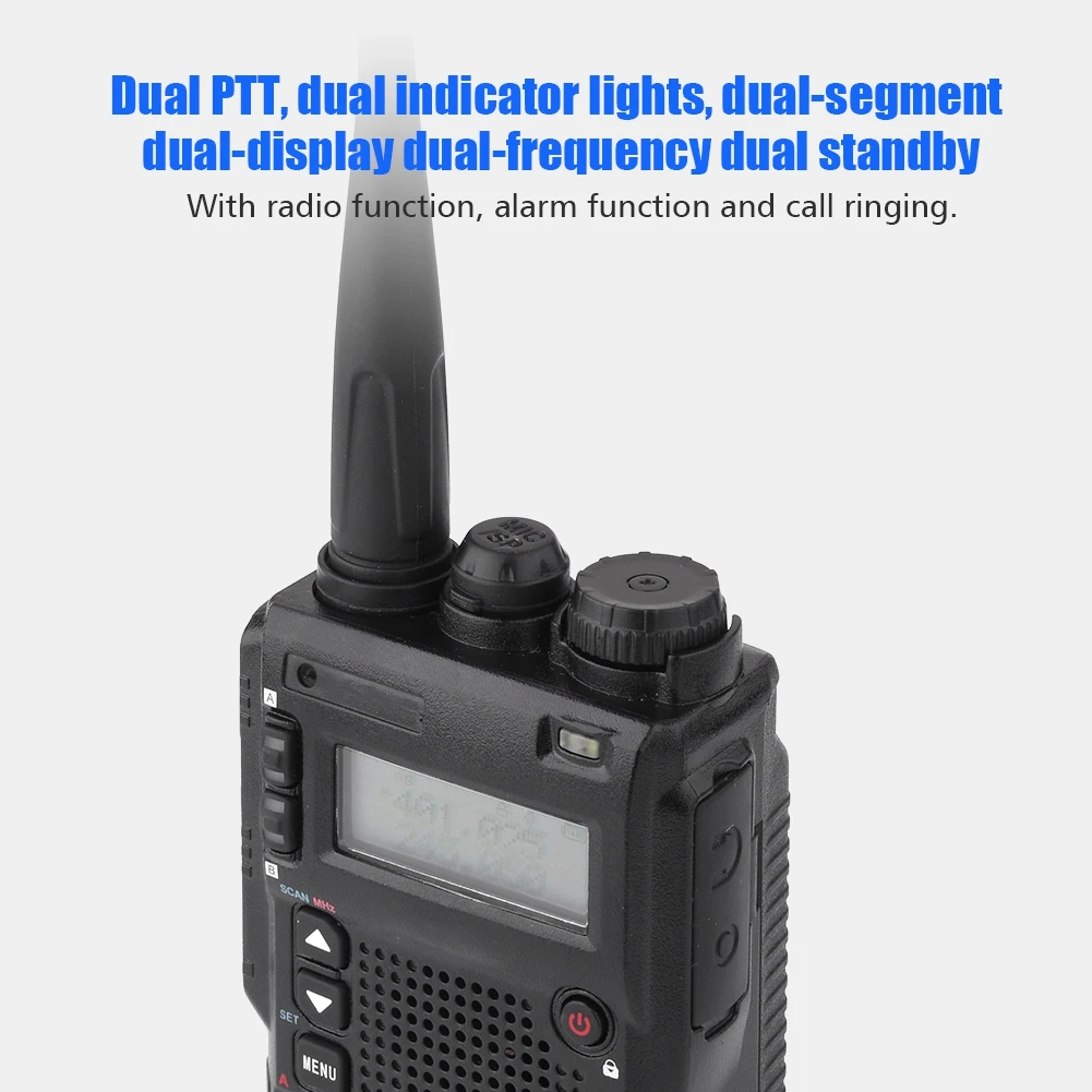 Mini Walkie Talkie Intercom UHF VHF Dual Band Dual Display Full Channels FM Radio Flashlightportable