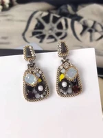 new celebrity geometric irregular resin design pendant earrings retro style womens earrings jewelry